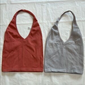 Urban Outfitters Red and Gray Backless Crop Tank